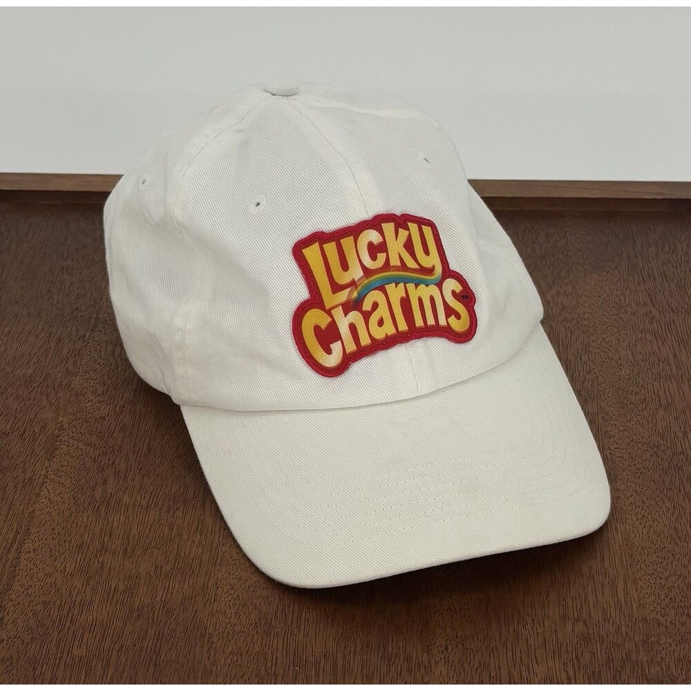 Vintage Y2K White Lucky Charms Hat Rainbow Hit Cotton